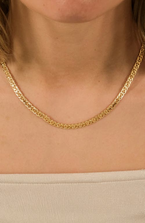 Sterling Forever Hammered Interlocking Curb Chain Necklace In Gold