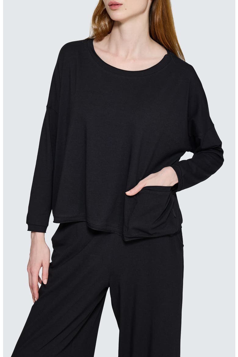 Lana Boxy Blouse, Alternate, color, Black