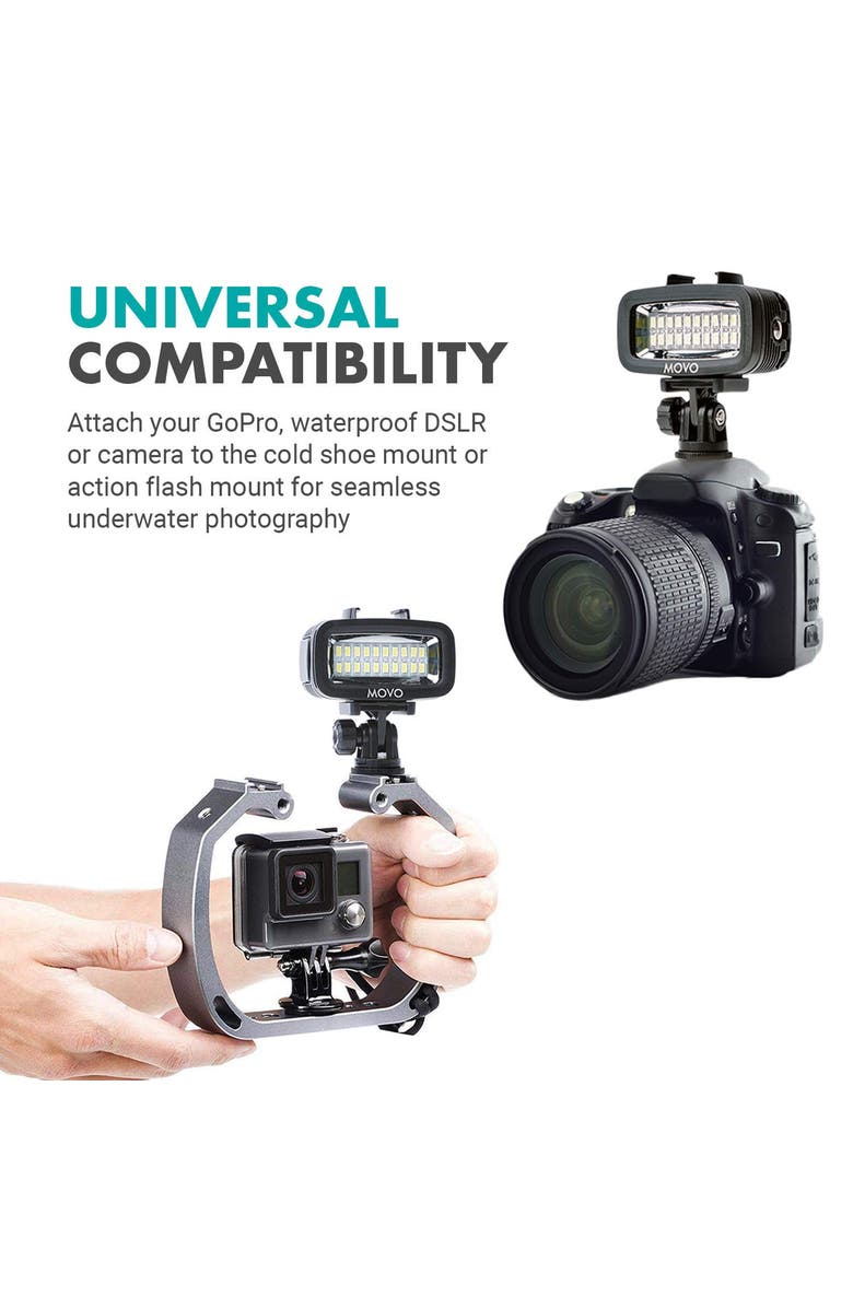 MOVO LED-WP Underwater High-Power LED Video Light - Compatible with GoPro, DSLR, Alternate, color, Black