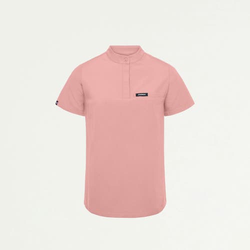 Jaanuu 1-pocket Classic Banded Collar Scrub Top In Pink