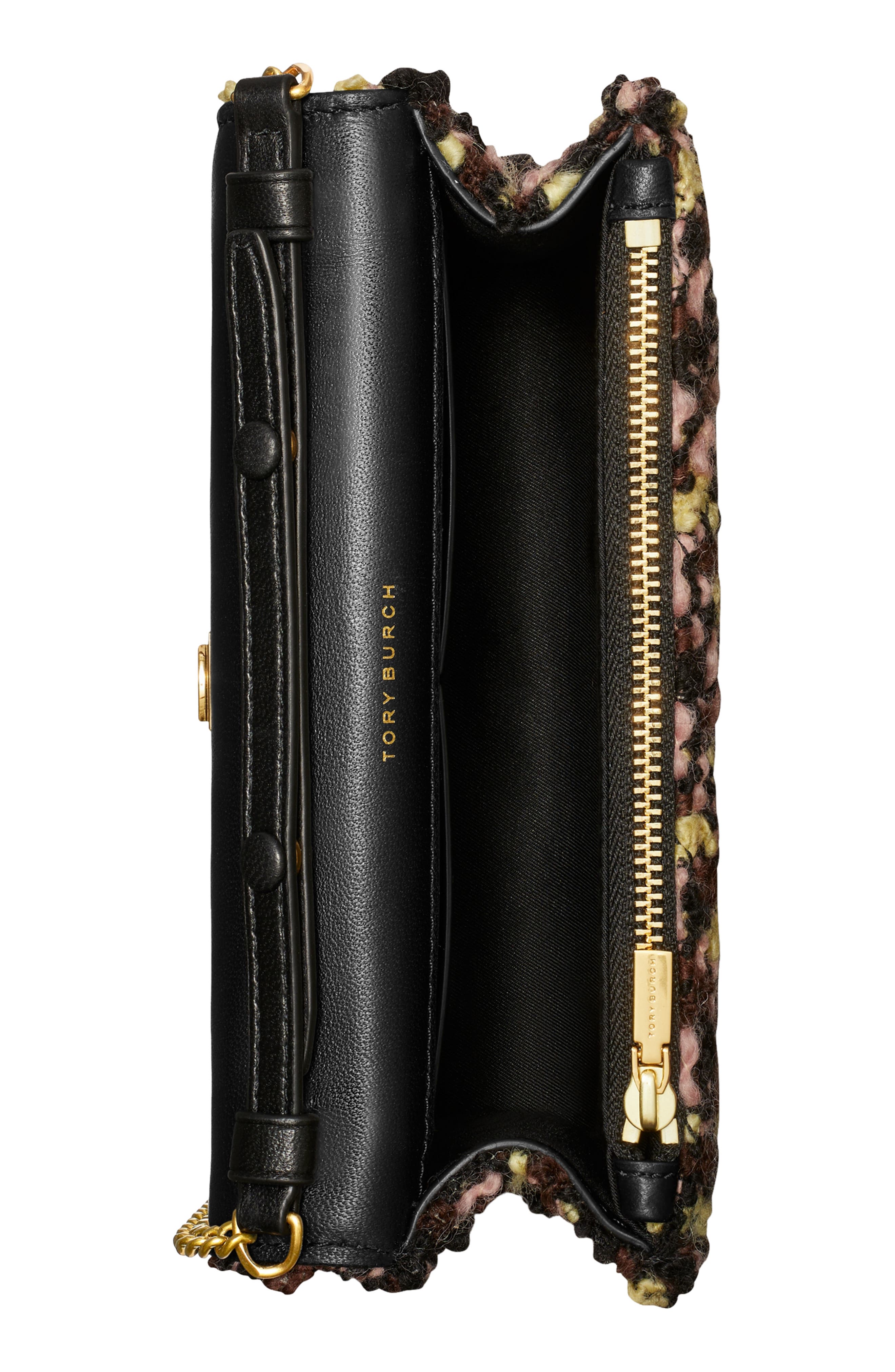 Mini Kira Tweed Wool Blend Top Handle Wallet on a Chain, Alternate, color, BROWN MULTI