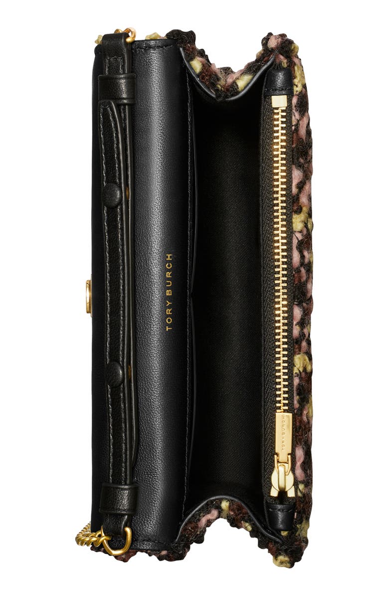 Tory Burch Mini Kira Tweed Wool Blend Top Handle Wallet on a Chain, Alternate, color,
