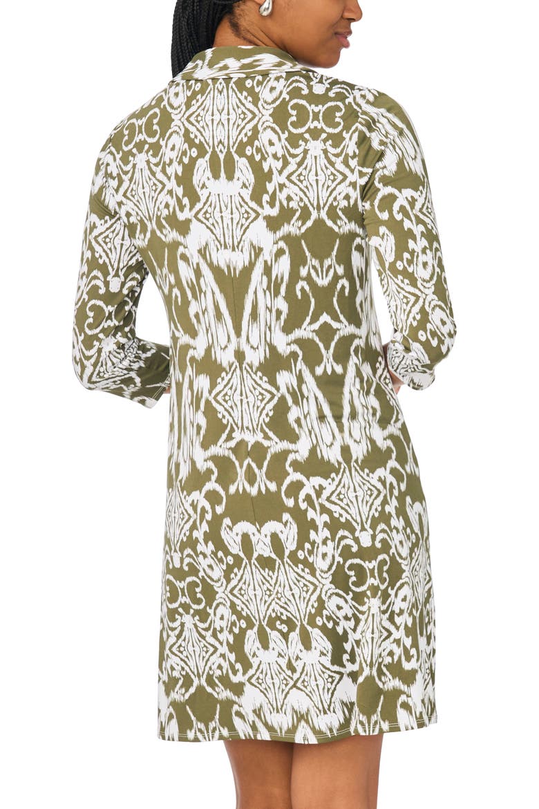 Quarter-Zip Collared Swing Dress, Alternate, color, WINTER MOSS