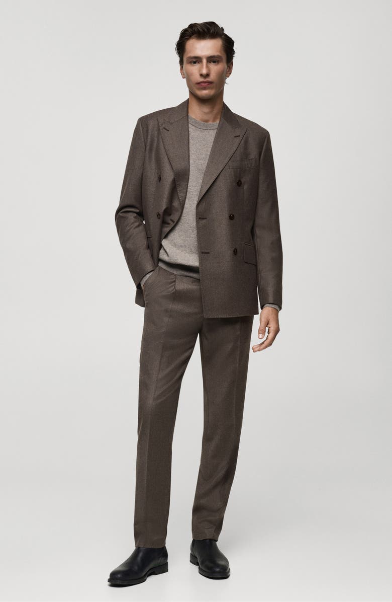 MANGO Italian Virgin Wool Flannel Suit Pants, Alternate, color, 