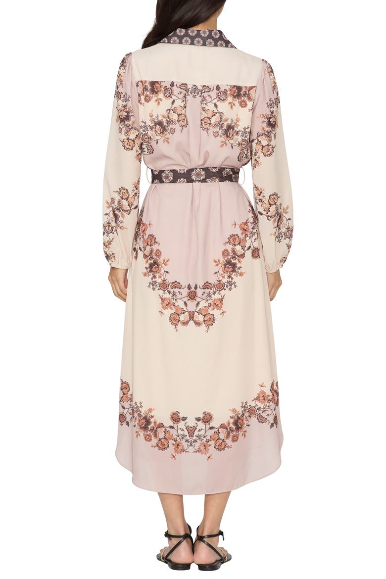 Clover Floral Print Midi Shirtdress, Alternate, color, BROWN MULTI
