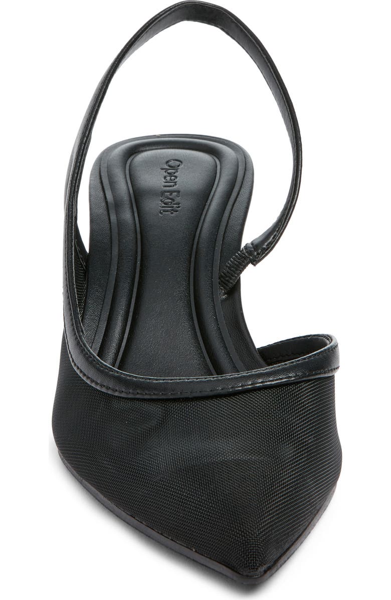 Open Edit Corina Half d'Orsay Kitten Heel Slingback Pump, Alternate, color, Black Mesh