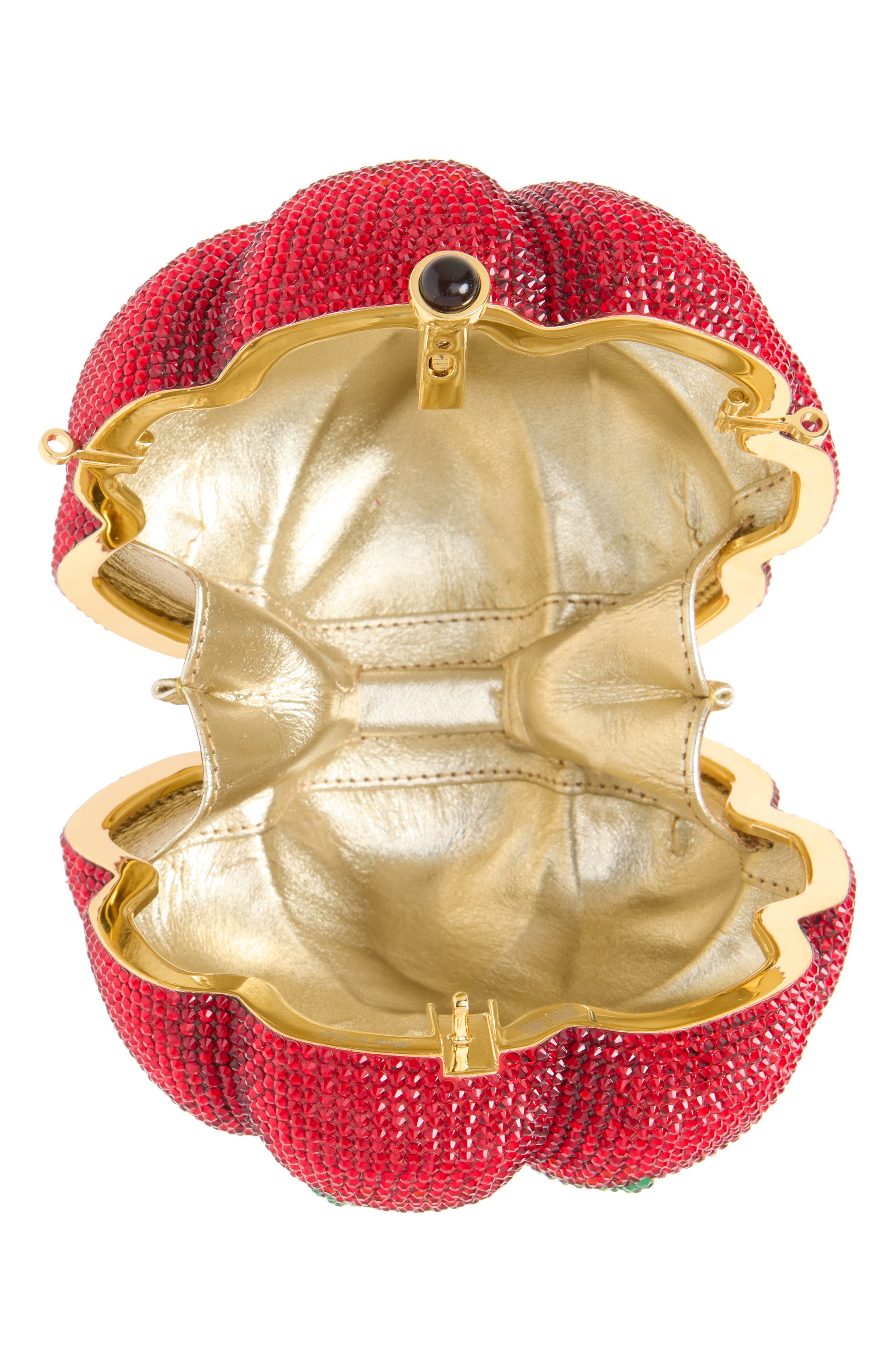JUDITH LEIBER COUTURE Tomato Pomodoro Crystal Embellished Clutch, Alternate, color, Champagne Light Siam Multi