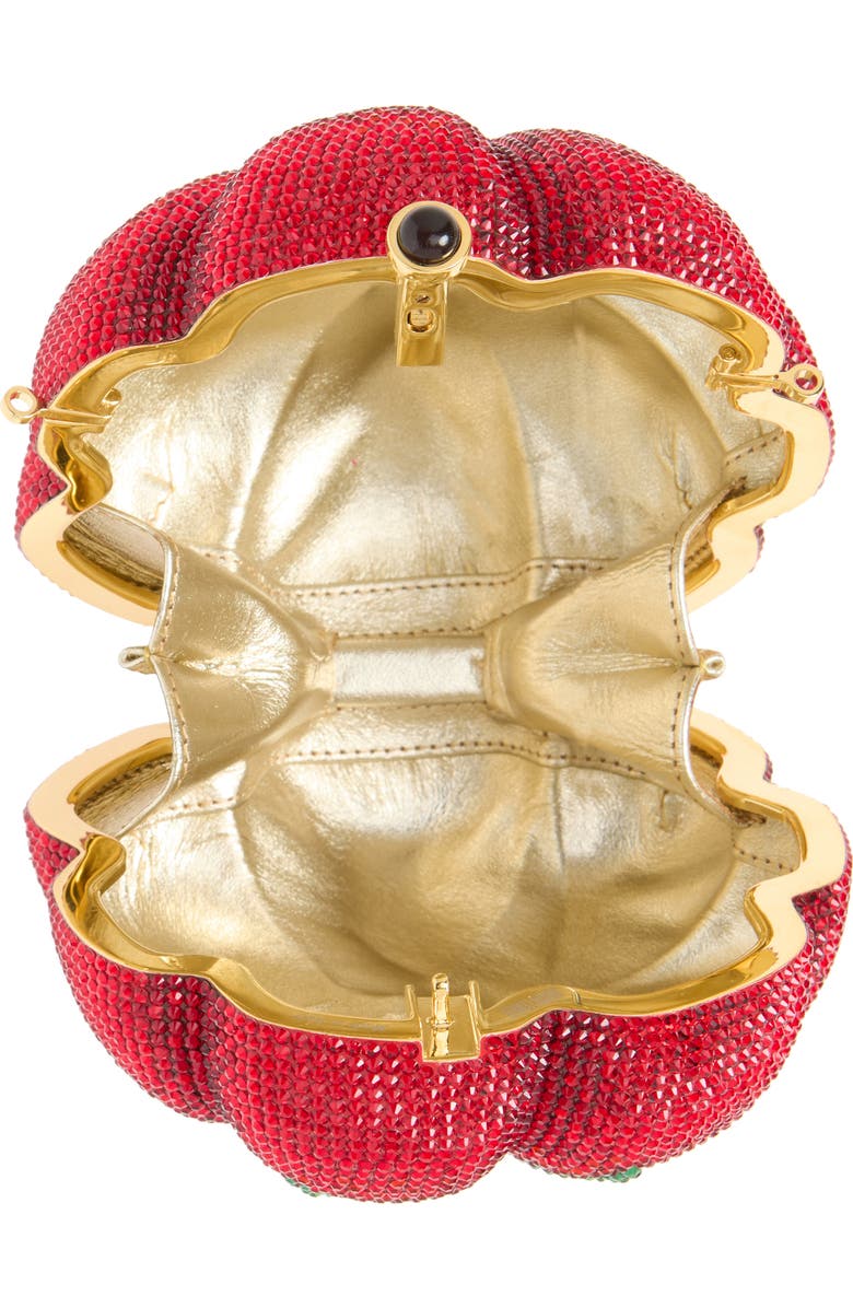 JUDITH LEIBER COUTURE Tomato Pomodoro Crystal Embellished Clutch, Alternate, color, Champagne Light Siam Multi