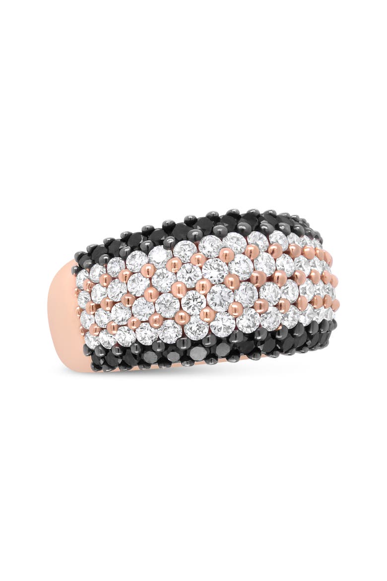 18K Rose Gold 2 1/5 Cttw Black and White Diamond 6 Row Band Ring, Alternate, color, Pink