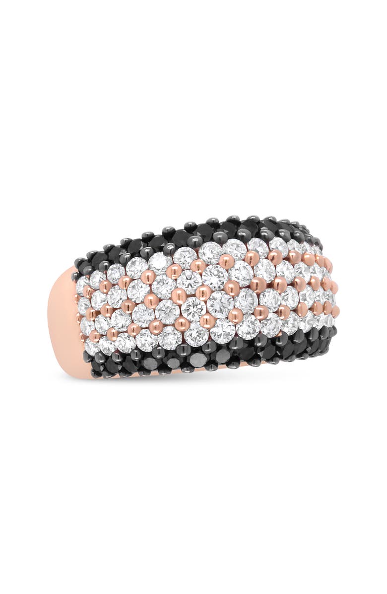 Haus of Brilliance 18K Rose Gold 2 1/5 Cttw Black and White Diamond 6 Row Band Ring, Alternate, color, Pink
