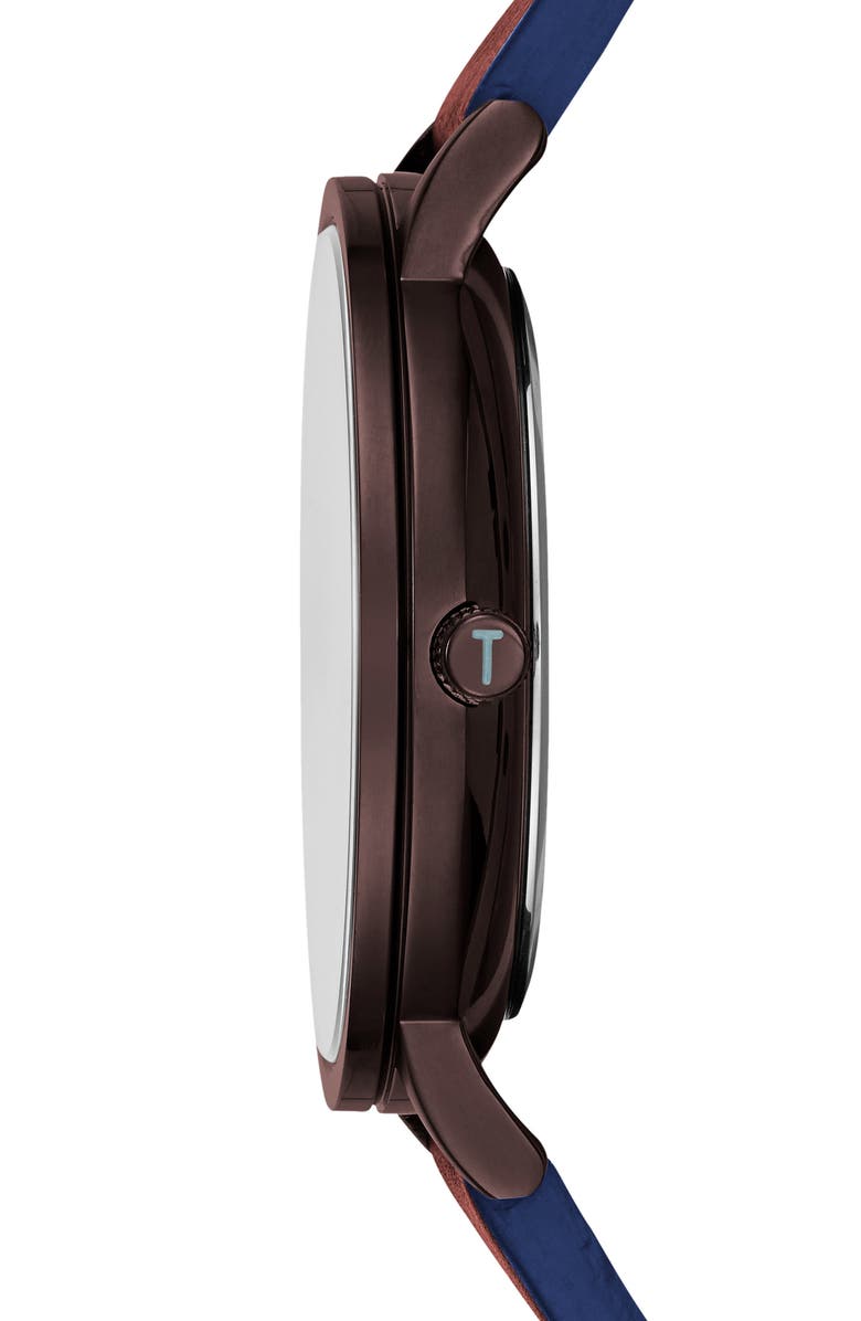 Ted Baker London Dean Leather Strap Watch, 40mm, Alternate, color, 