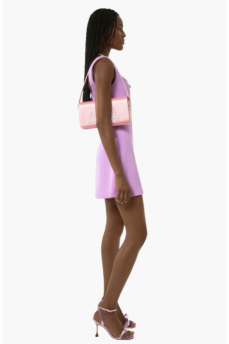 Crystal Bow Wool Crepe Minidress, Alternate, color, LAVENDER