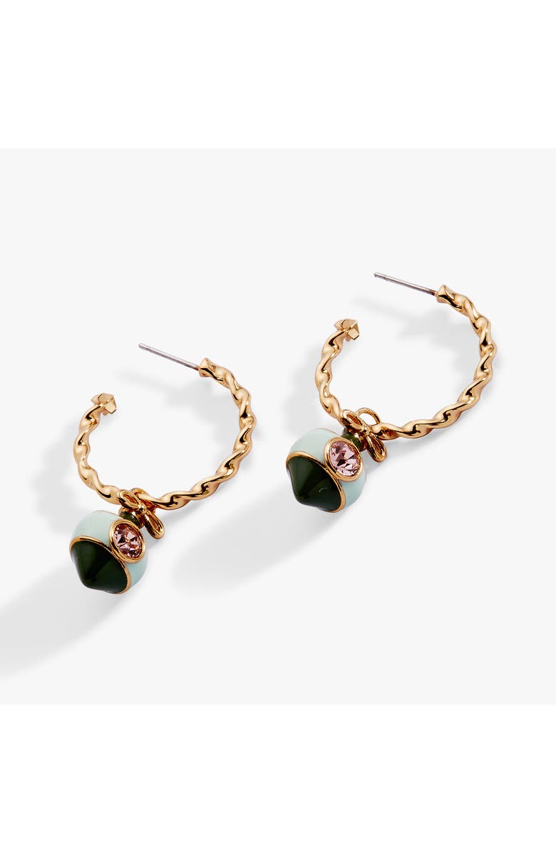 Alex and Ani Crystal Bow & Ornament Twisted Hoop Earrings, Alternate, color, Gold