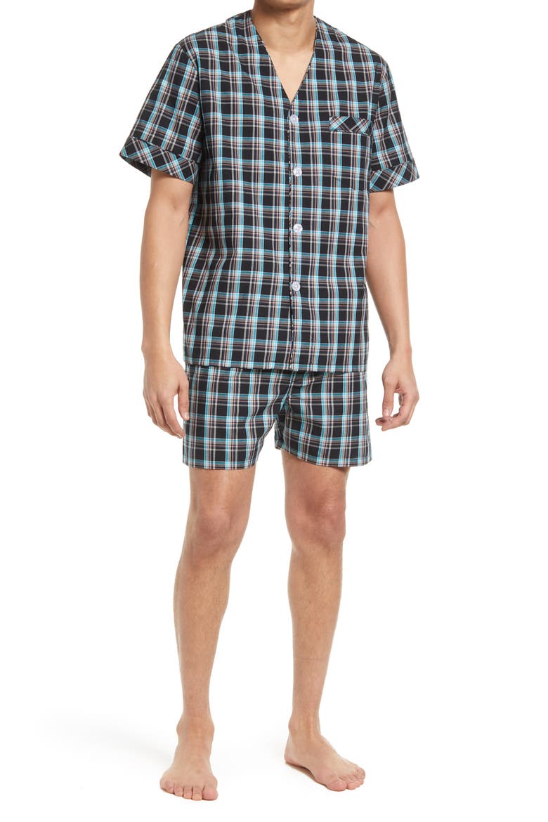 Calistoga Cotton Shortie Pajamas, Main, color, BLACK