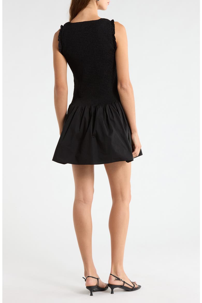 Esme Smocked Poplin Minidress, Alternate, color, BLACK