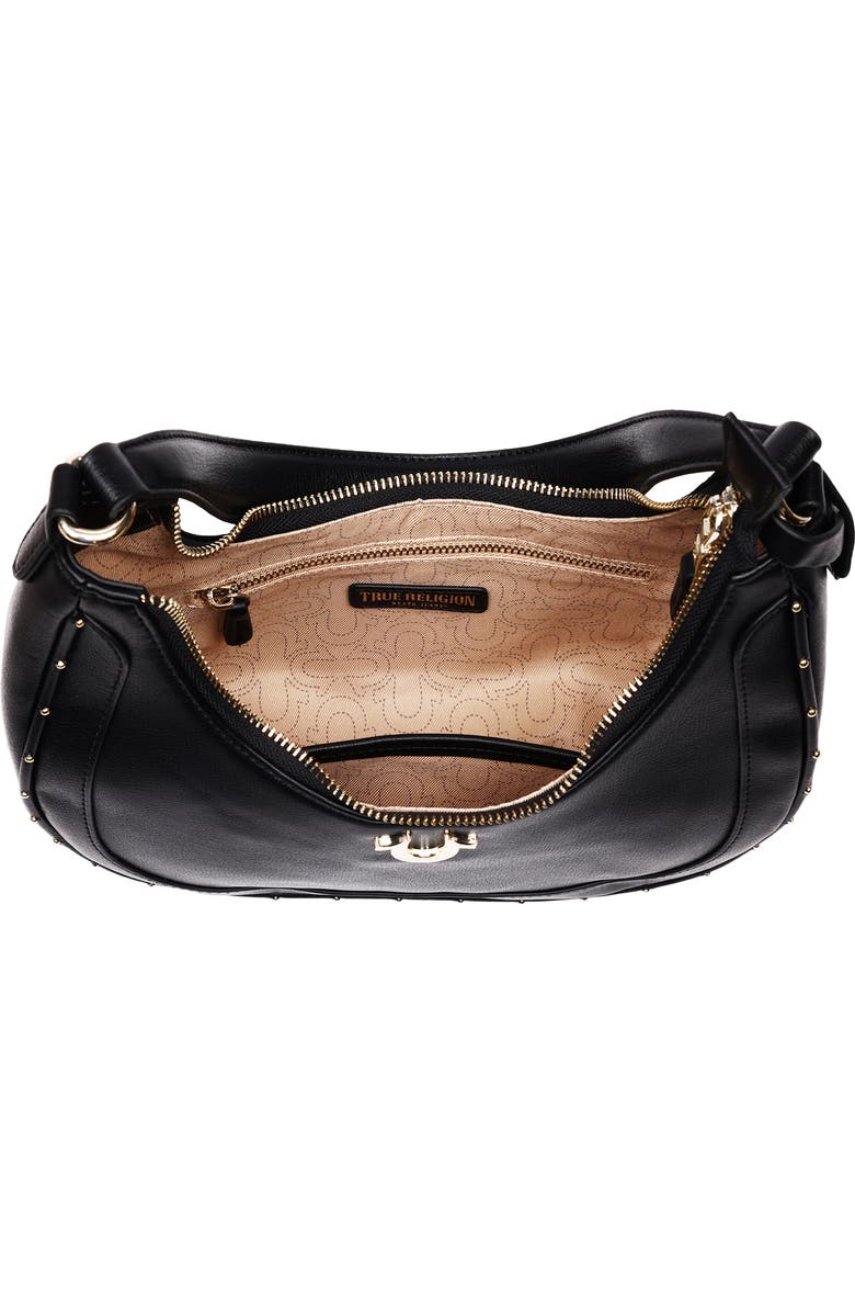True Religion Zip Top Crescent Hobo Bag, Alternate, color, Black