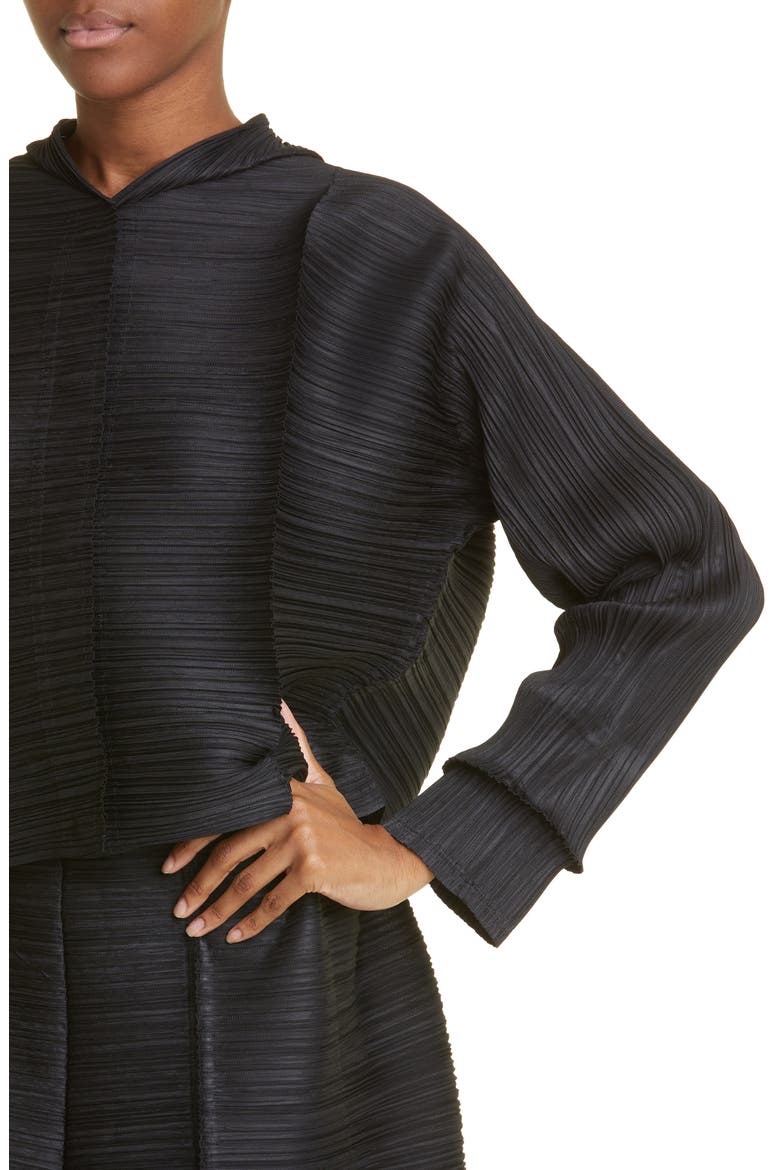 Thicker Bounce Pleated Top, Alternate, color, BLACK
