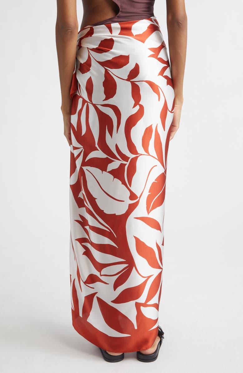 Max Mara Beach Foam Leaf Print Silk Scarf, Alternate, color, Coral