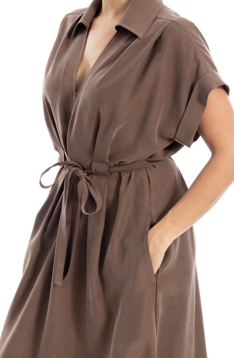 MAX STUDIO Rolled Sleeve Midi Shirtdress, Alternate, color, Acorn-Acorn