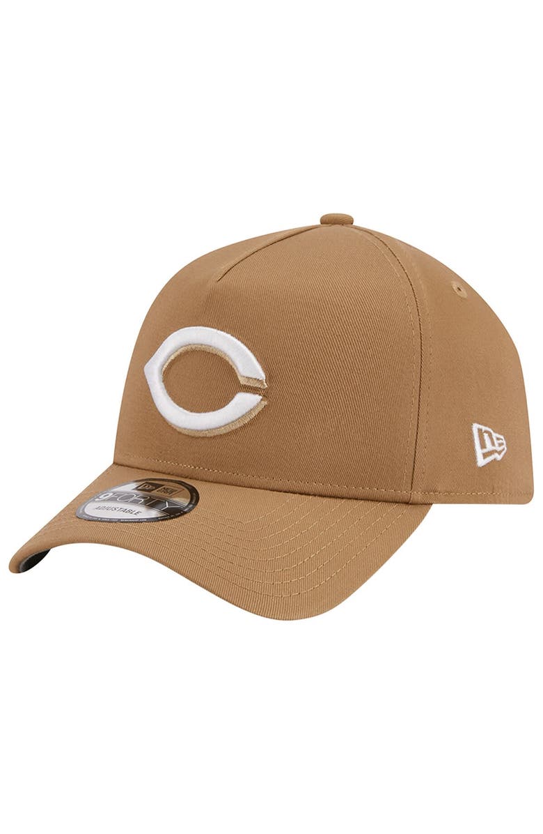 New Era Men's New Era Khaki Cincinnati Reds A-Frame 9FORTY Adjustable Hat, Main, color, Khaki