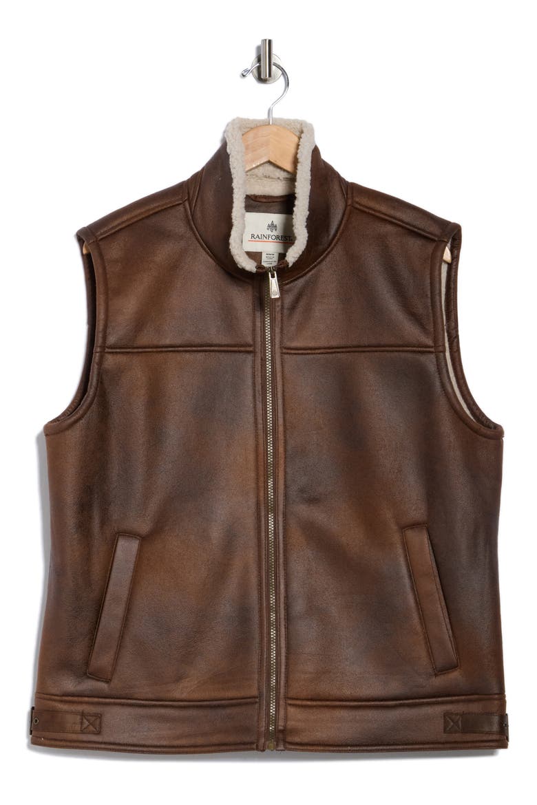 Faux Shearling Lined Vest, Alternate, color, RUSSET