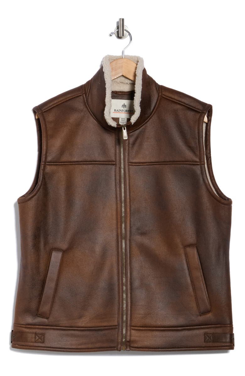 Rainforest Faux Shearling Lined Vest, Alternate, color, Russet