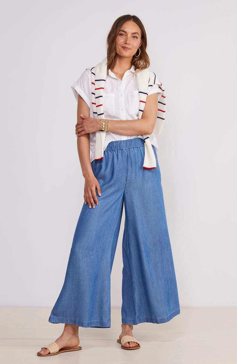 vineyard vines Wide Leg Chambray Pants, Alternate, color, 