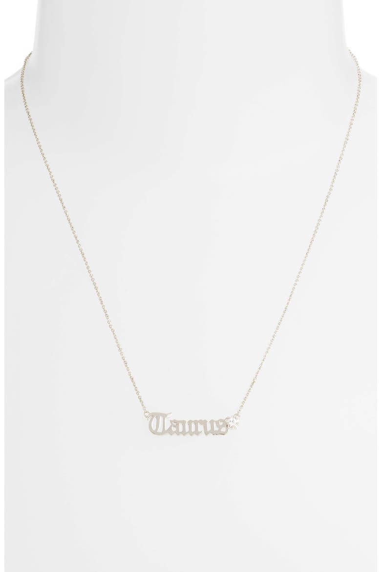 Zodiac Script Pendant Necklace, Alternate, color, SILVER- TAURUS