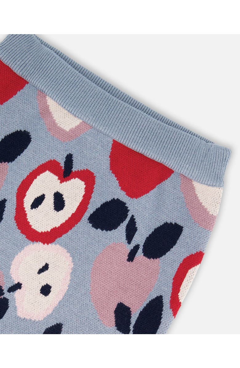 Deux par Deux Knit Skirt with Apple Heart Jacquard, Alternate, color, Blue And Red