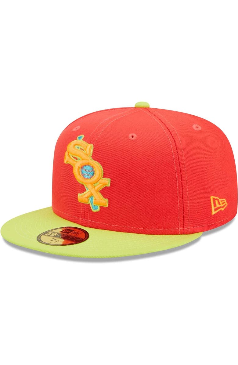 New Era Men's New Era Red/Neon Green Chicago White Sox Lava Highlighter Combo 59FIFTY Fitted Hat, Alternate, color, Red