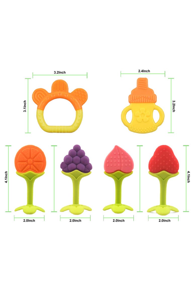 Silicone Baby Teethers Freezer Safe Gift Set, 6-Piece, Alternate, color, Fruits