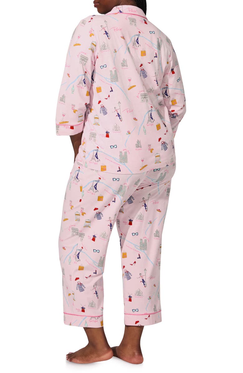 BedHead Pajamas Print Stretch Organic Cotton Crop Pajamas, Alternate, color, 48 Hours In Paris
