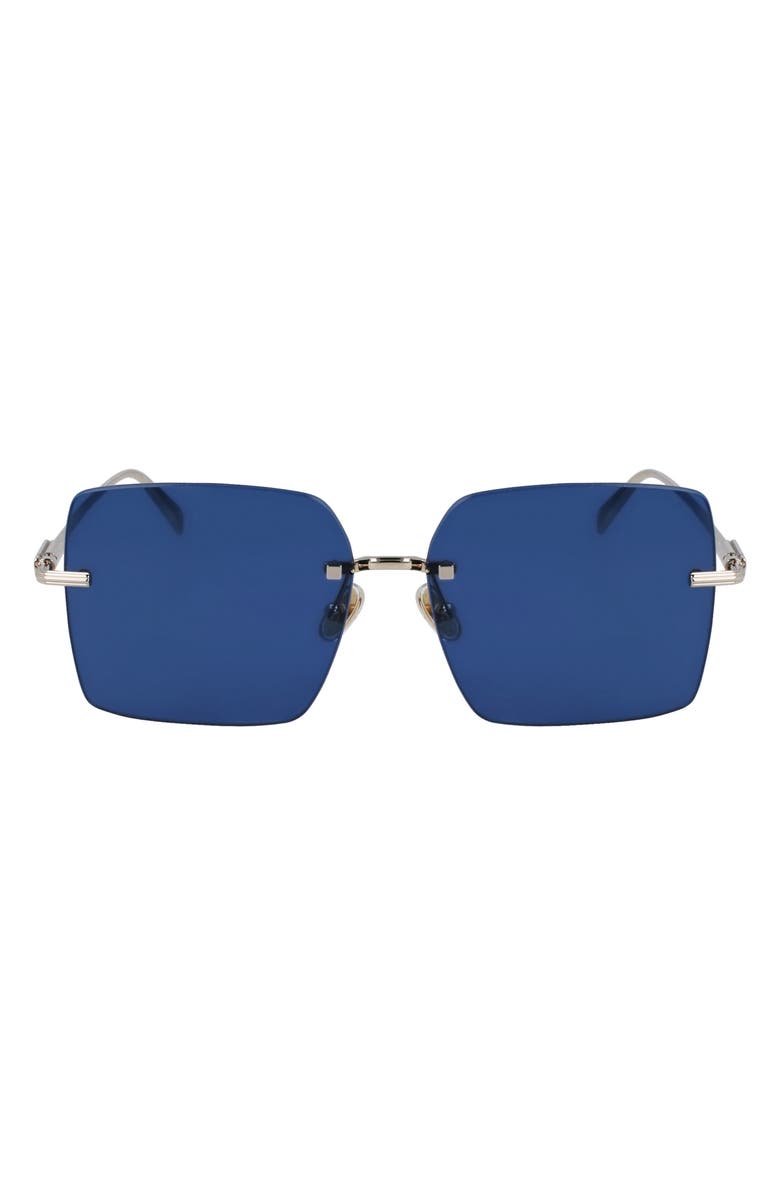 FERRAGAMO Prisma 60mm Rectangular Sunglasses, Main, color, Gold/Blue