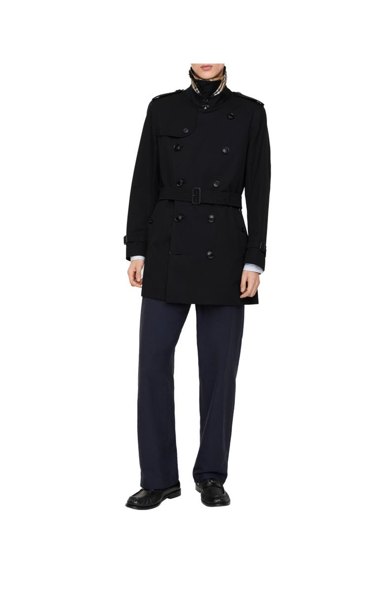 Burberry Short Kensington Heritage Trench Coat, Alternate, color, Black/ Tan