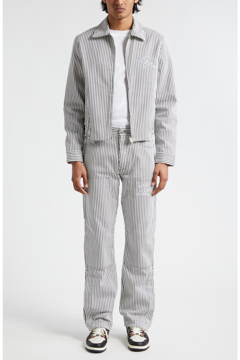 Motors Stripe Cotton Carpenter Pants, Alternate, color, BLACK/ WHITE