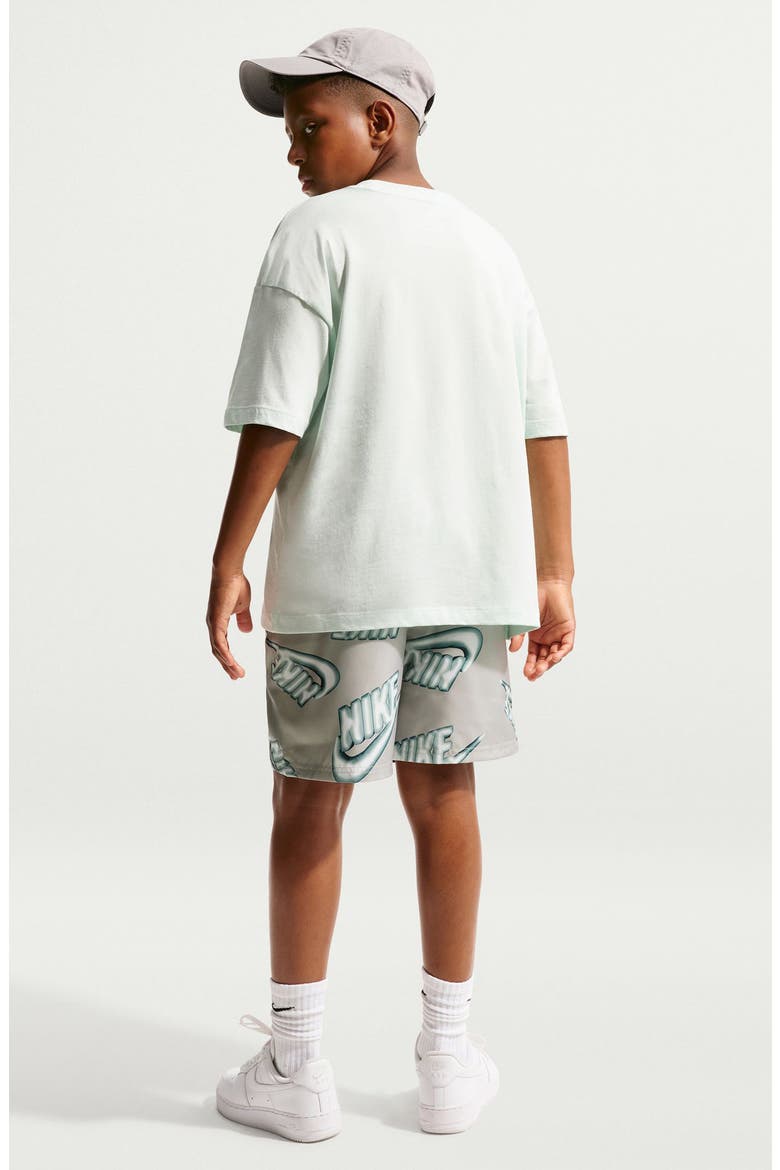 Kids' Sportswear Club Woven Drawstring Shorts, Alternate, color, SPRUCE FOG/ VOLTAGE GREEN