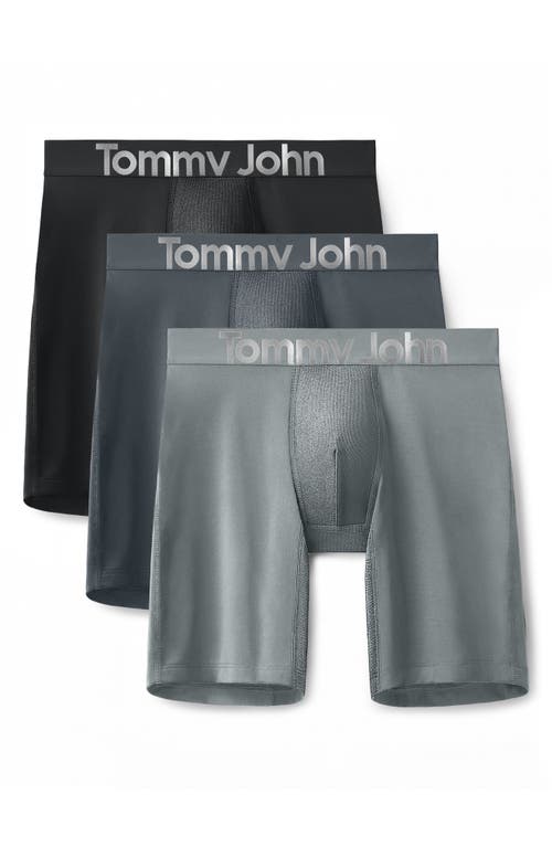 Tommy John 360 Sport 8-inch Essentials Boxer Briefs In Black/turbulence/monument