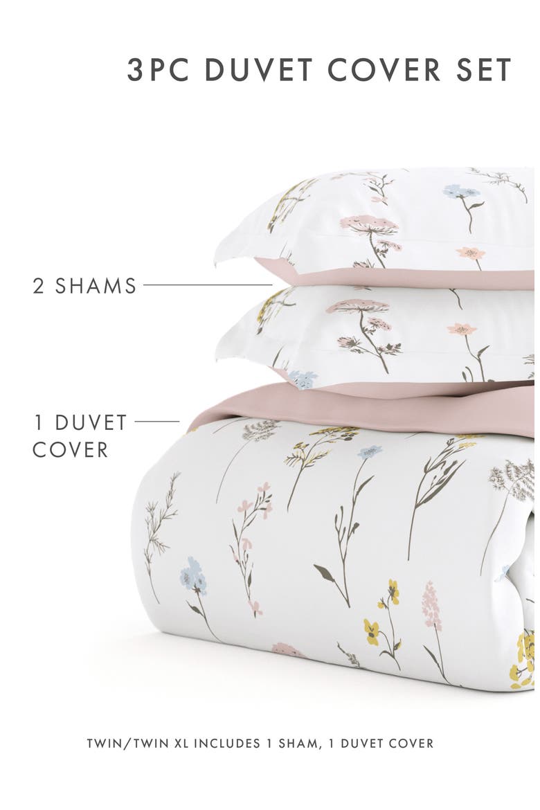 IENJOY HOME Premium Ultra Soft Wild Flower Pattern 3-Piece Reversible Duvet Cover Set, Alternate, color, PINK