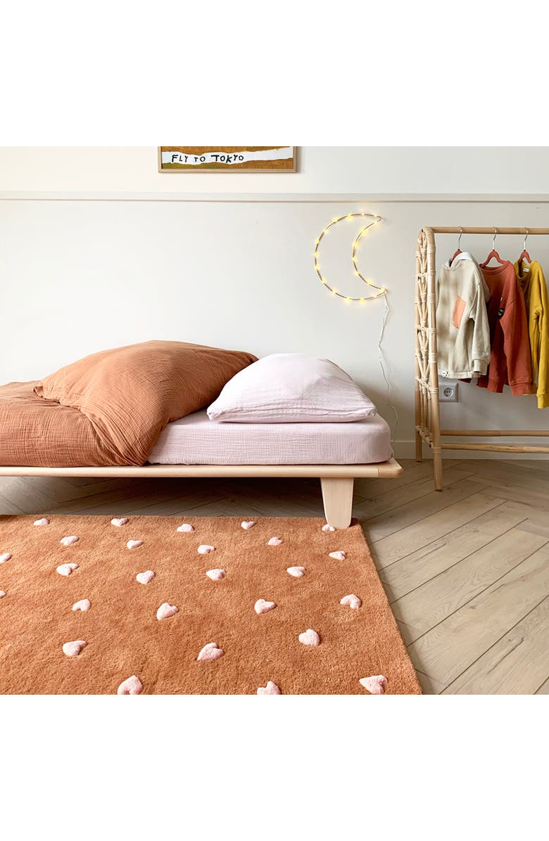 Maison Deux Hearts Rug, Alternate, color, Brown / Pink Print