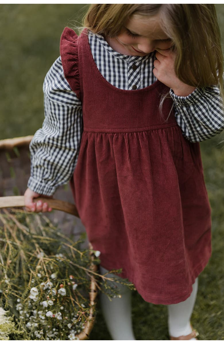 Pehr Organic Cotton Corduroy Pinafore Dress, Alternate, color, Mulberry