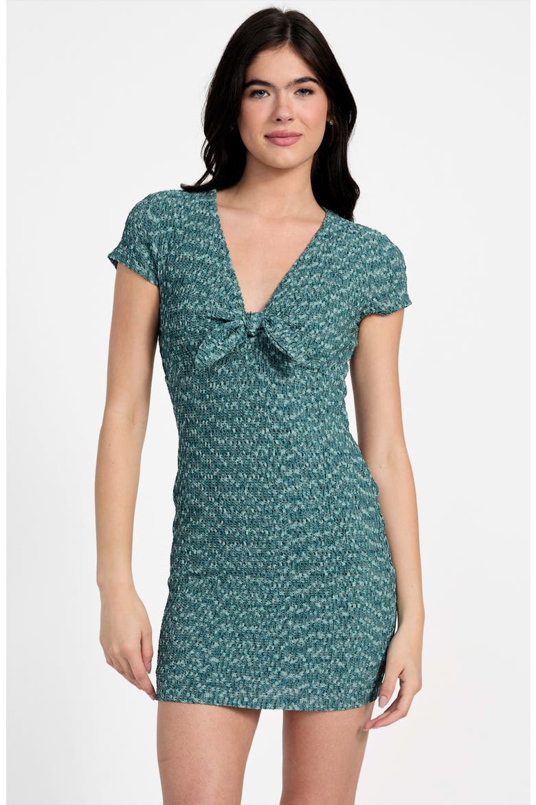Naleny Tie Front Body-Con Minidress, Alternate, color, FORBIDDEN FOREST MULTI
