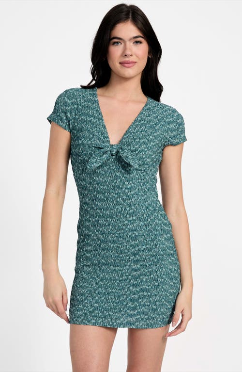 Guess Naleny Tie Front Body-con Minidress In Green
