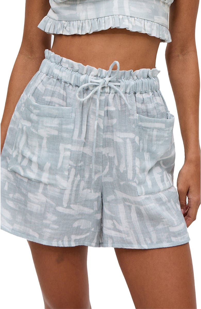 Raffya Sammie Paperbag Waist Warhol Print Short In Multi, Alternate, color, Sky Blue