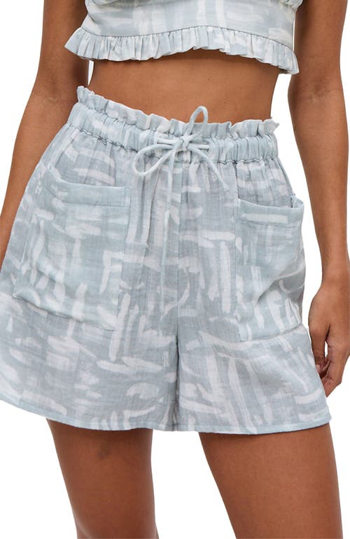 Raffya Sammie Paperbag Waist Warhol Print Short In Multi In Blue