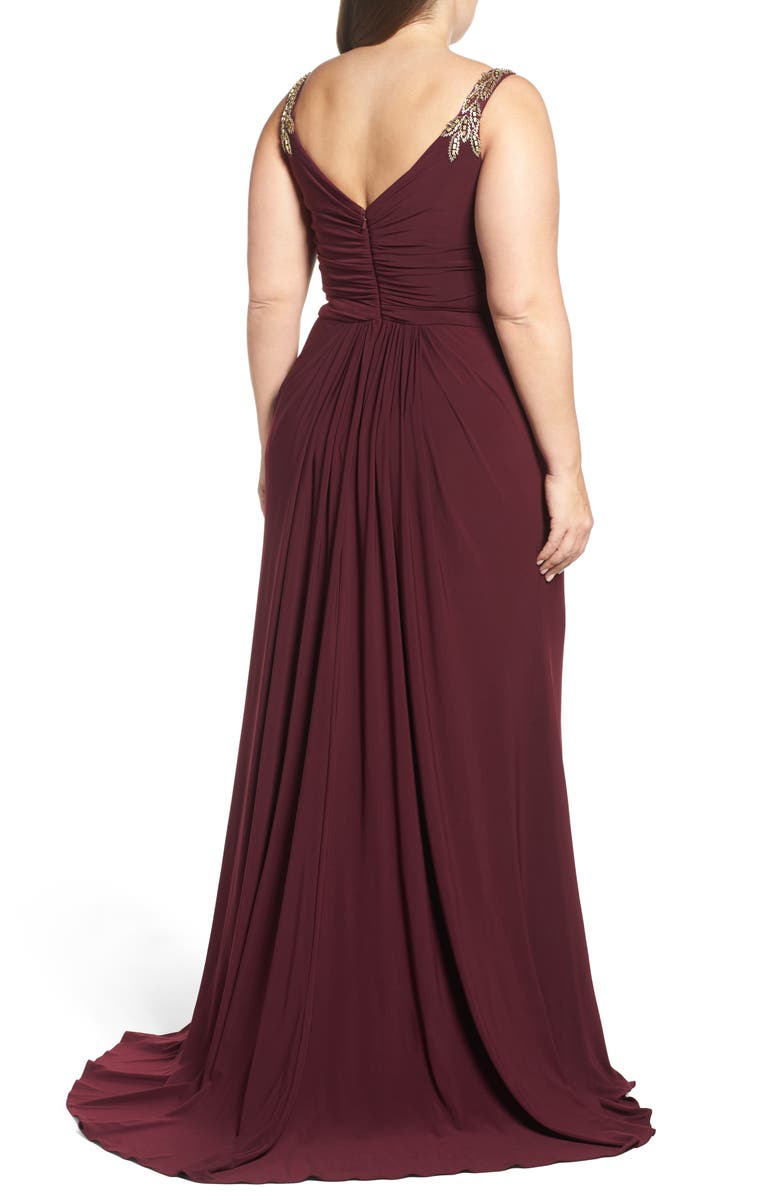 Mac Duggal Embellished Shoulder Jersey Gown, Alternate, color, 