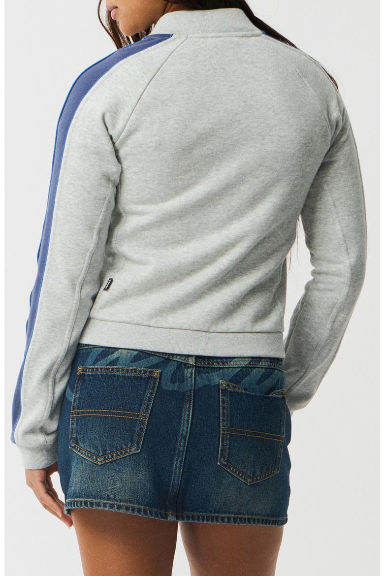 Archive Script Front Zip Sweatshirt, Alternate, color, GREY MARLE/ NAVY