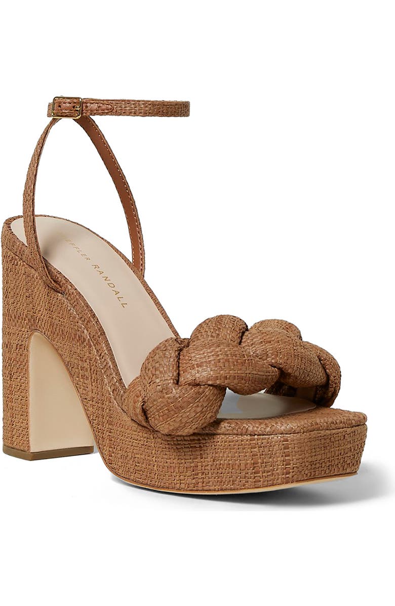 Loeffler Randall Fae Braided Raffia Platform Sandal, Main, color, Brown