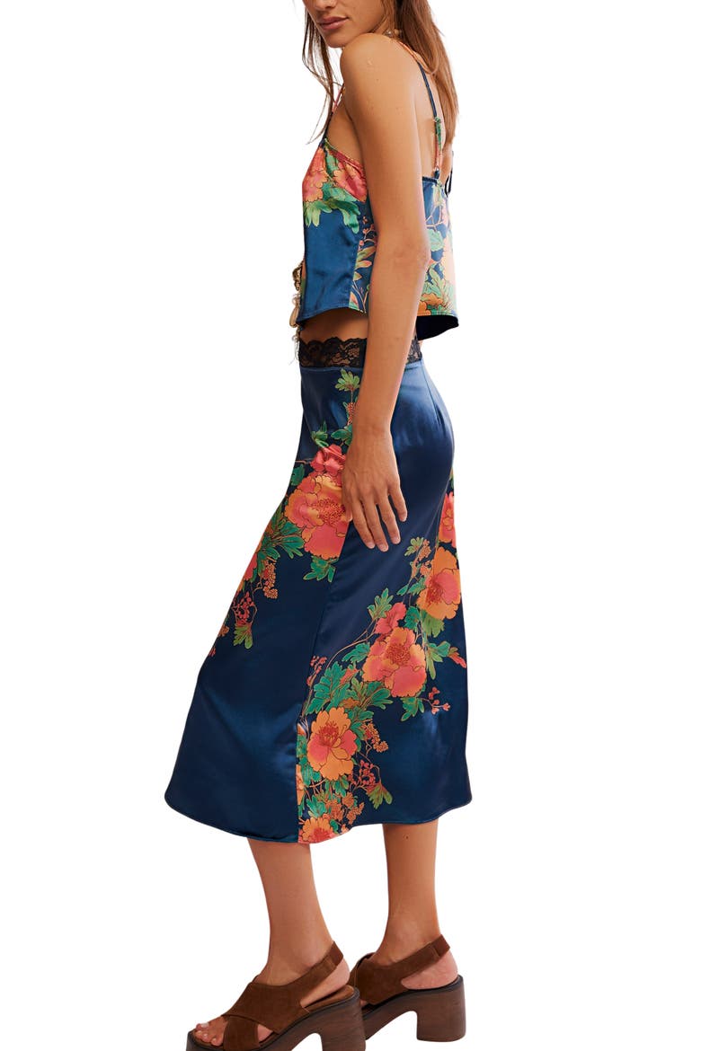 Salvatore Floral Lace Trim Camisole & Midi Skirt Set, Alternate, color, REFLECTING POND COMB