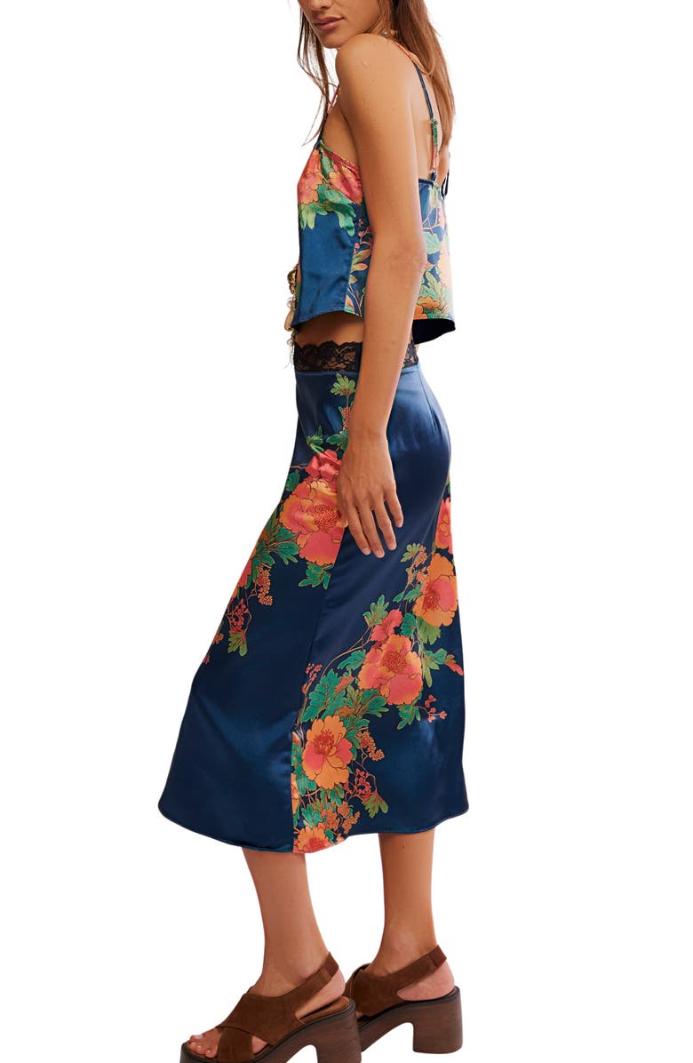 Free People Salvatore Floral Lace Trim Camisole & Midi Skirt Set, Alternate, color, Reflecting Pond Comb