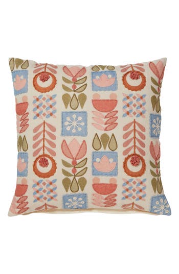 Roselli Trading Company Scandinavia Fun Embroidered Accent Pillow In Ivory Multi